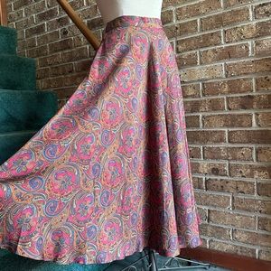 VTG 80s Retro NWT Paisley Floral Boho Hippie Flowy Midi Maxi Skirt